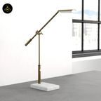 Jagmag LED Desk Lamp - Antique Brass Metal with Marble Base, 26-Inch Height, Touch Dimmer, for Office & Study - Fancy and Decorative lights - Brand name jagmag lights
