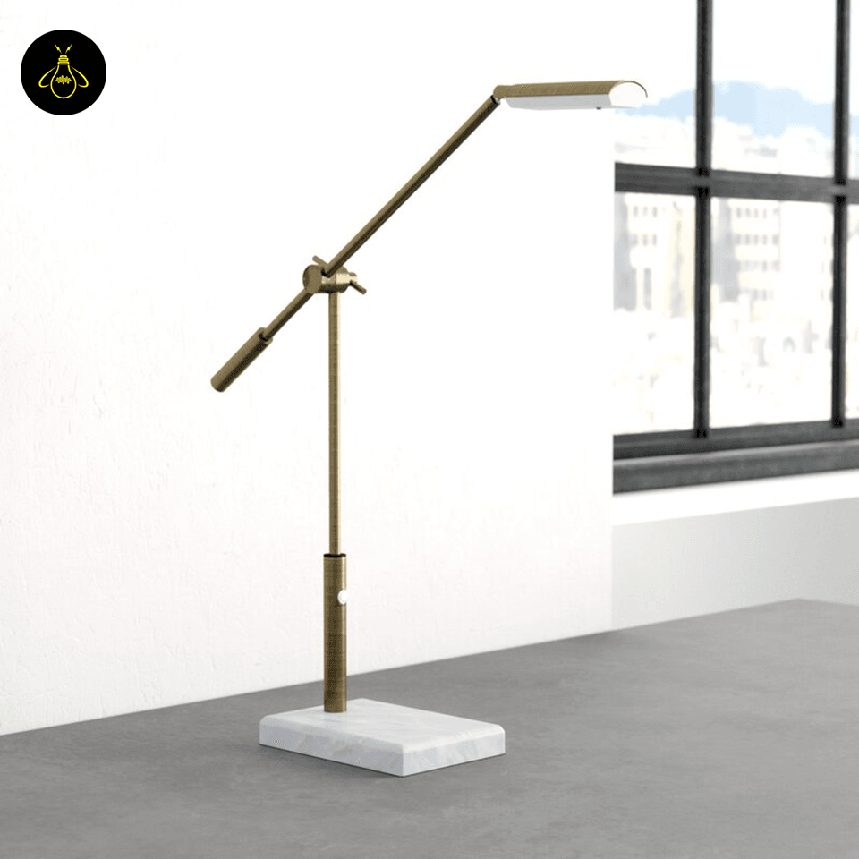 Jagmag LED Desk Lamp - Antique Brass Metal with Marble Base, 26-Inch Height, Touch Dimmer, for Office & Study - Fancy and Decorative lights - Brand name jagmag lights