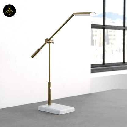 Jagmag LED Desk Lamp - Antique Brass Metal with Marble Base, 26-Inch Height, Touch Dimmer, for Office & Study