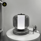 Jagmag Eira Marble Table Lamp - Black Base with Smoke Gray Glass Shade, 25cm, for Modern Interiors - Fancy and Decorative lights - Brand name jagmag lights