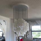 Jagmag Lights Shell Cascade Chandelier with White Shell Design, 31.5″ Diameter, Adjustable Height, for Coastal or Urban Spaces - Fancy and Decorative lights - Brand name jagmag lights