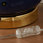 Jagmag Royal Blue Ceramic Table Lamp - Gourd Base with Cotton Shade, 177cm, for Elegant Interiors - Fancy and Decorative lights - Brand name jagmag lights