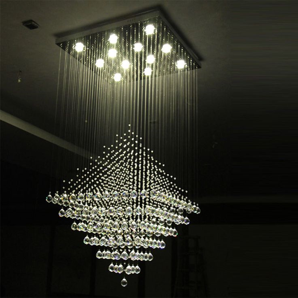 Jagmag Lights Modern Crystal Chandelier with K9 Crystals and Chrome Base, Funnel Design, for Living Room and Foyer