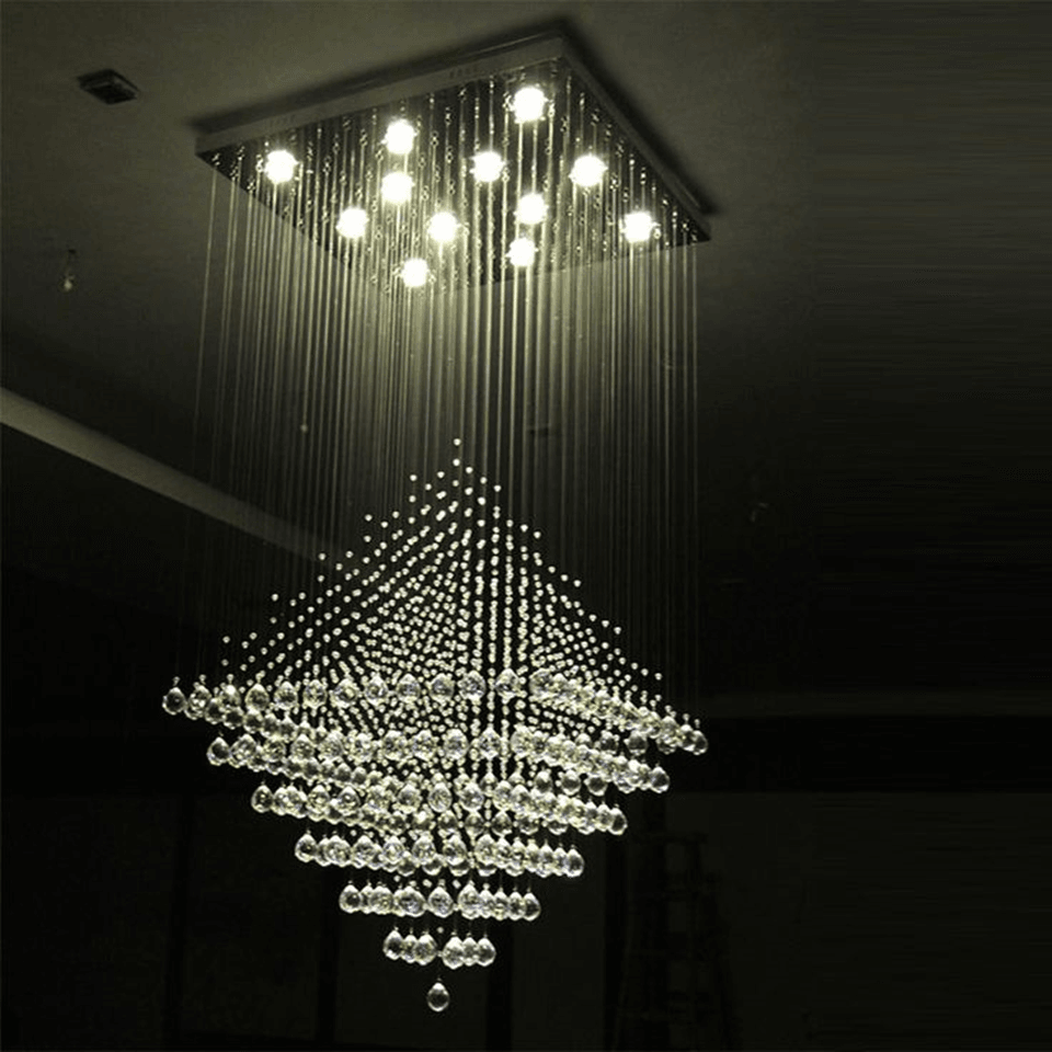 Jagmag Lights Modern Crystal Chandelier with K9 Crystals and Chrome Base, Funnel Design, for Living Room and Foyer - Fancy and Decorative lights - Brand name jagmag lights