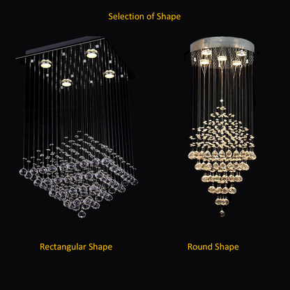 Jagmag Lights Modern Crystal Chandelier with K9 Crystals and Chrome Base, Funnel Design, for Living Room and Foyer