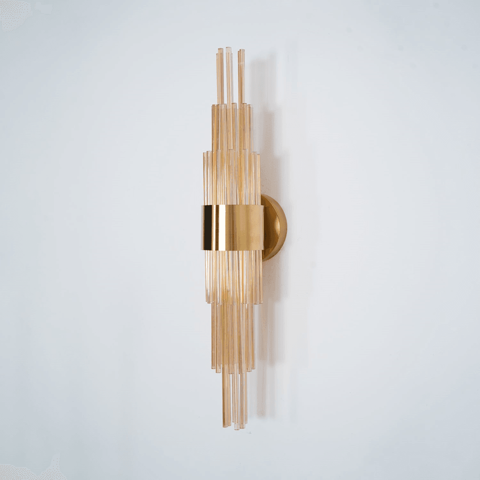 Jagmag Lights Streamline Wall Sconce with Gold-Plated Glass Tubes, 60cm Height, for Luxurious Indoor Spaces - Fancy and Decorative lights - Brand name jagmag lights