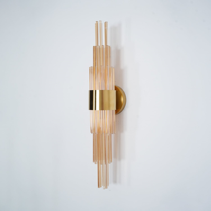 Jagmag Lights Streamline Wall Sconce with Gold-Plated Glass Tubes, 60cm Height, for Luxurious Indoor Spaces