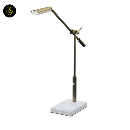 Jagmag LED Desk Lamp - Antique Brass Metal with Marble Base, 26-Inch Height, Touch Dimmer, for Office & Study