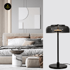 Modern Glass Table Lamp - Black Shade, Metal Base, for Elegant Living Rooms - Fancy and Decorative lights - Brand name jagmag lights