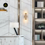 Jagmag Gold Wall Sconce with Clear Cylindrical Glass Shade, 29.9" Height, Modern Indoor Light