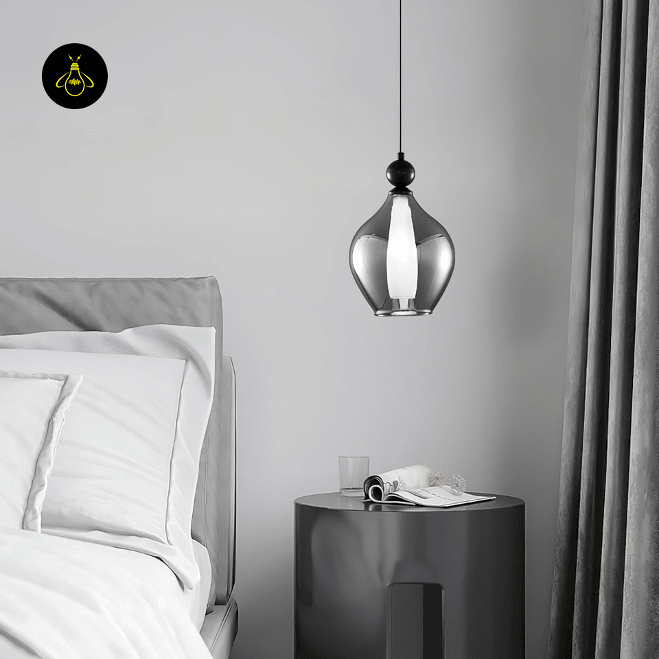 Jagmag Lights Vista Glass Hanging Light | Teardrop Pendant Lamp | Modern Smoked Glass | LED | India - Fancy and Decorative lights - Brand name jagmag lights