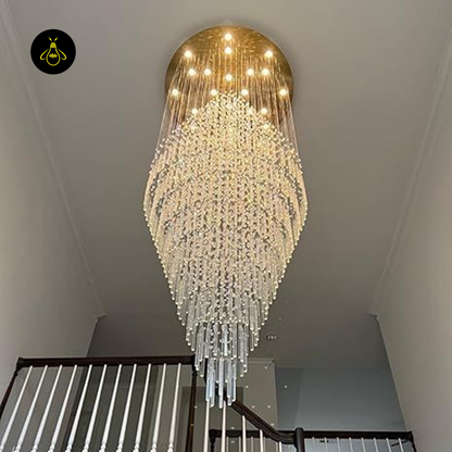 Jagmag Lights Castle Raindrop Crystal Chandelier with Multi-Tiered Design, Perfect for Staircase and Foyer