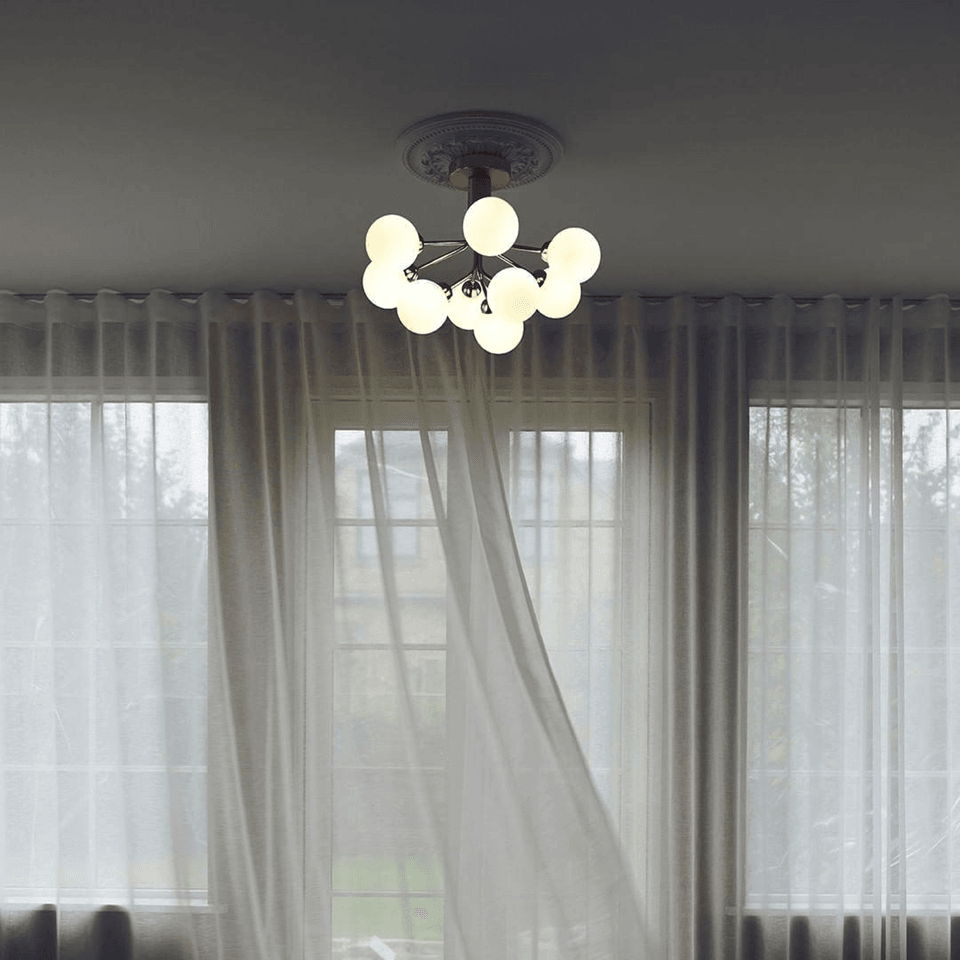 Jagmag Lights Glass Sphere Cluster Chandelier - 12 Lights, Brass Finish, 31.5-Inch Diameter - Living Room, Dining Room - Fancy and Decorative lights - Brand name jagmag lights