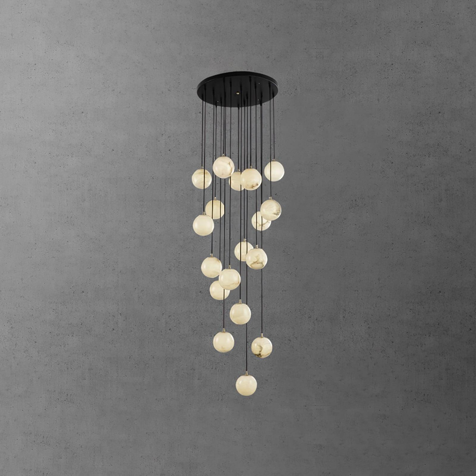 Jagmag Modern Alabaster Ball Chandelier - 18 Lights, 23.6-Inch - Statement Lighting