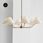 Jagmag Modern Fabric Shade Chandelier - Brass Finish, 6 Lights, 37.8-Inch - Dining Room Lighting - Fancy and Decorative lights - Brand name jagmag lights
