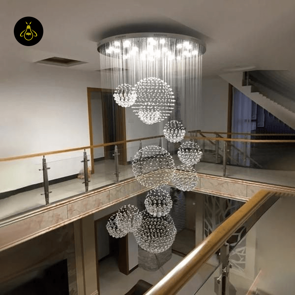 Jagmag Lights Luxury Solar System Spiral Raindrop Chandelier with Tiered Crystal Design, Perfect for Staircase and Foyer - Fancy and Decorative lights - Brand name jagmag lights