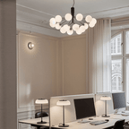 Jagmag Lights Glass Sphere Cluster Chandelier - 12 Lights, Brass Finish, 31.5-Inch Diameter - Living Room, Dining Room - Fancy and Decorative lights - Brand name jagmag lights