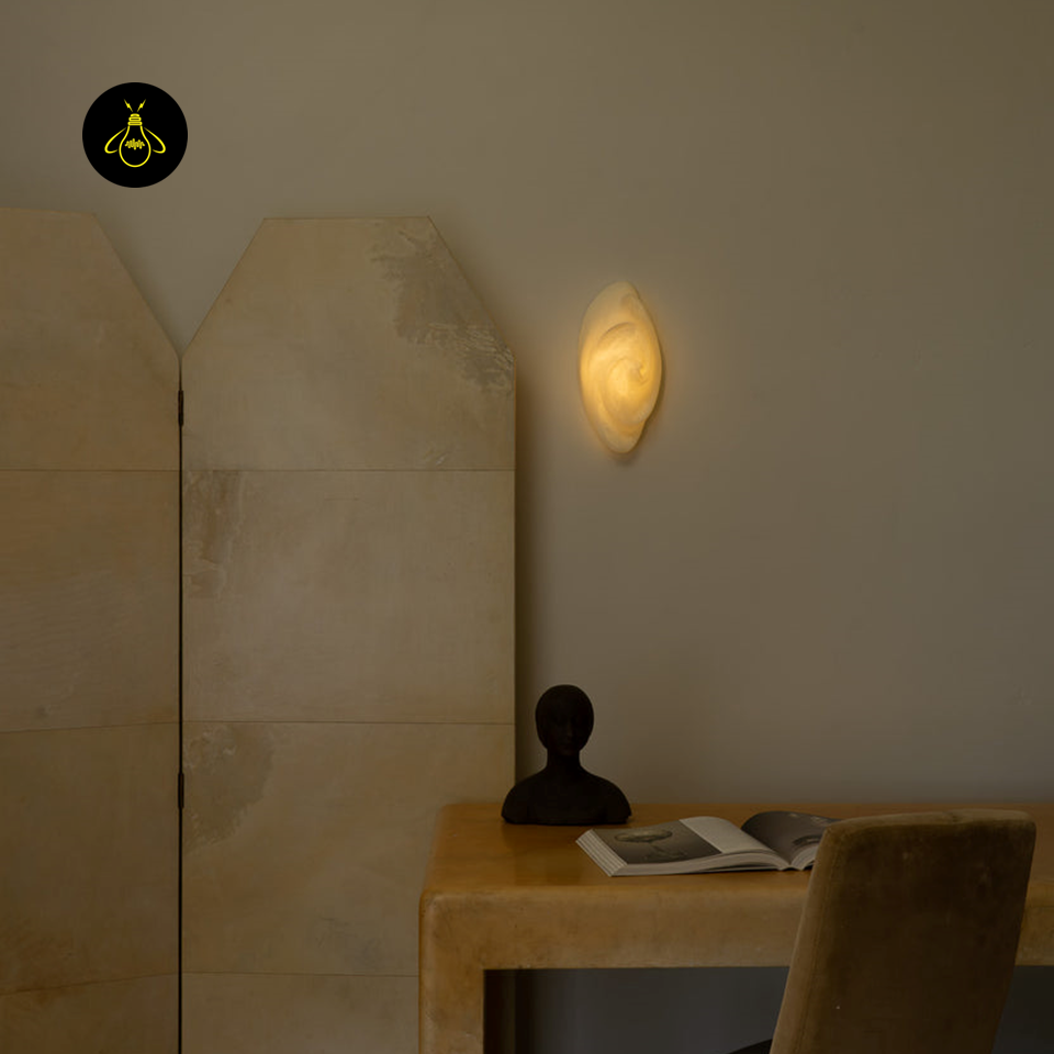 Jagmag Lights Chignon Stone Wall Light – Sculptural Elegance in Alabaster | Handcrafted in India