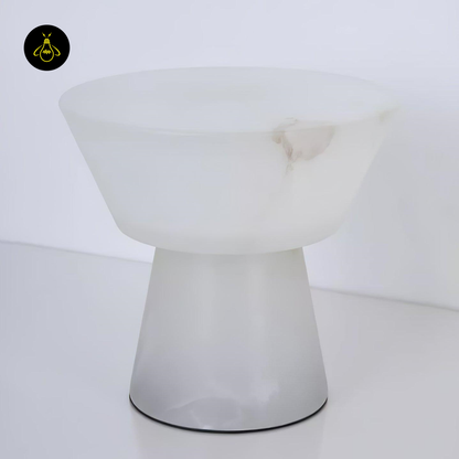 Jagmag Beta Marble Table Lamp - White with Brass Trim, 20cm/28cm, for Elegant Homes