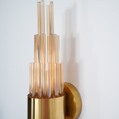 Jagmag Lights Streamline Wall Sconce with Gold-Plated Glass Tubes, 60cm Height, for Luxurious Indoor Spaces