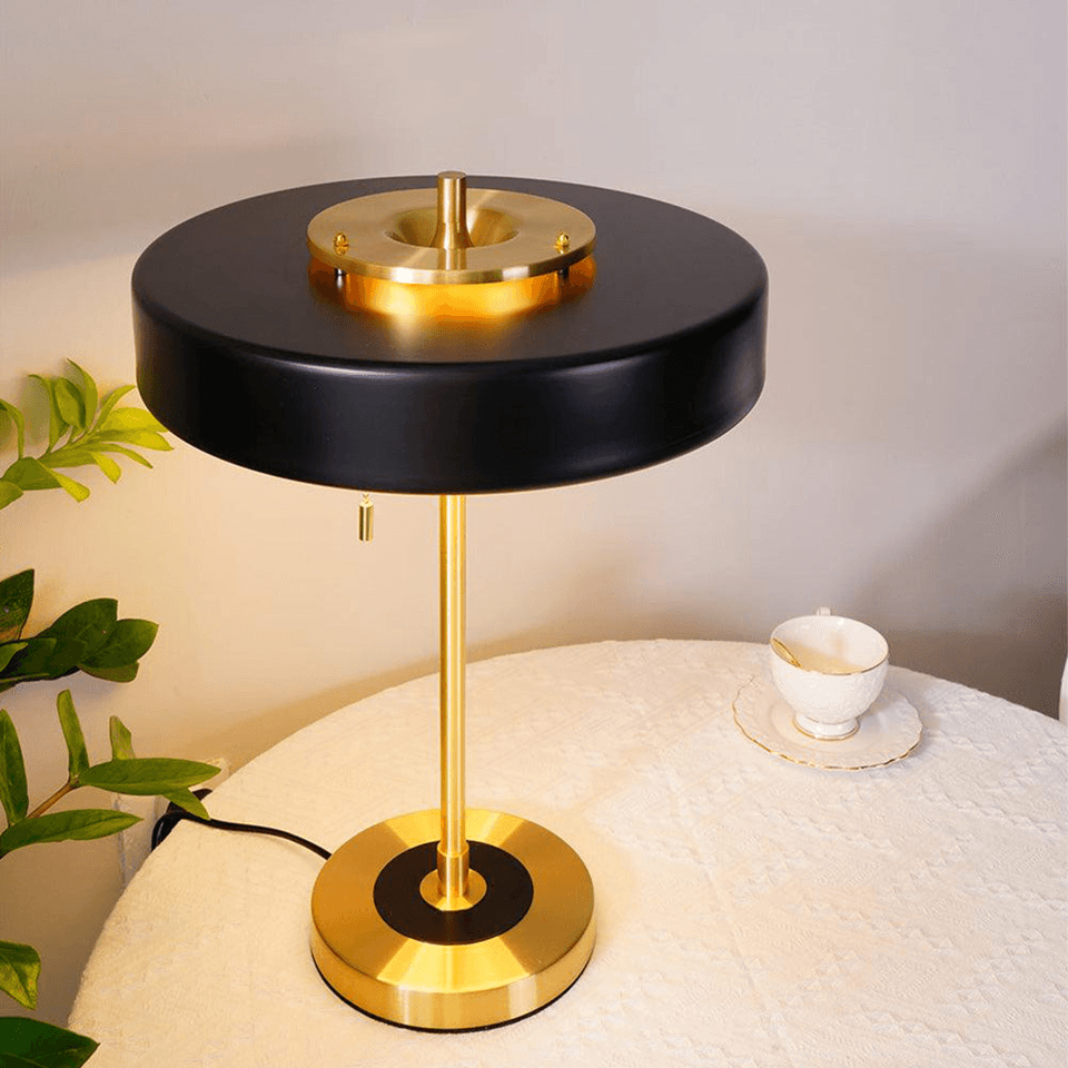 Jagmag Retro Round Metal Study Table Lamp - Distressed Copper Finish, 35x35x49 CM, for Stylish Interiors - Fancy and Decorative lights - Brand name jagmag lights