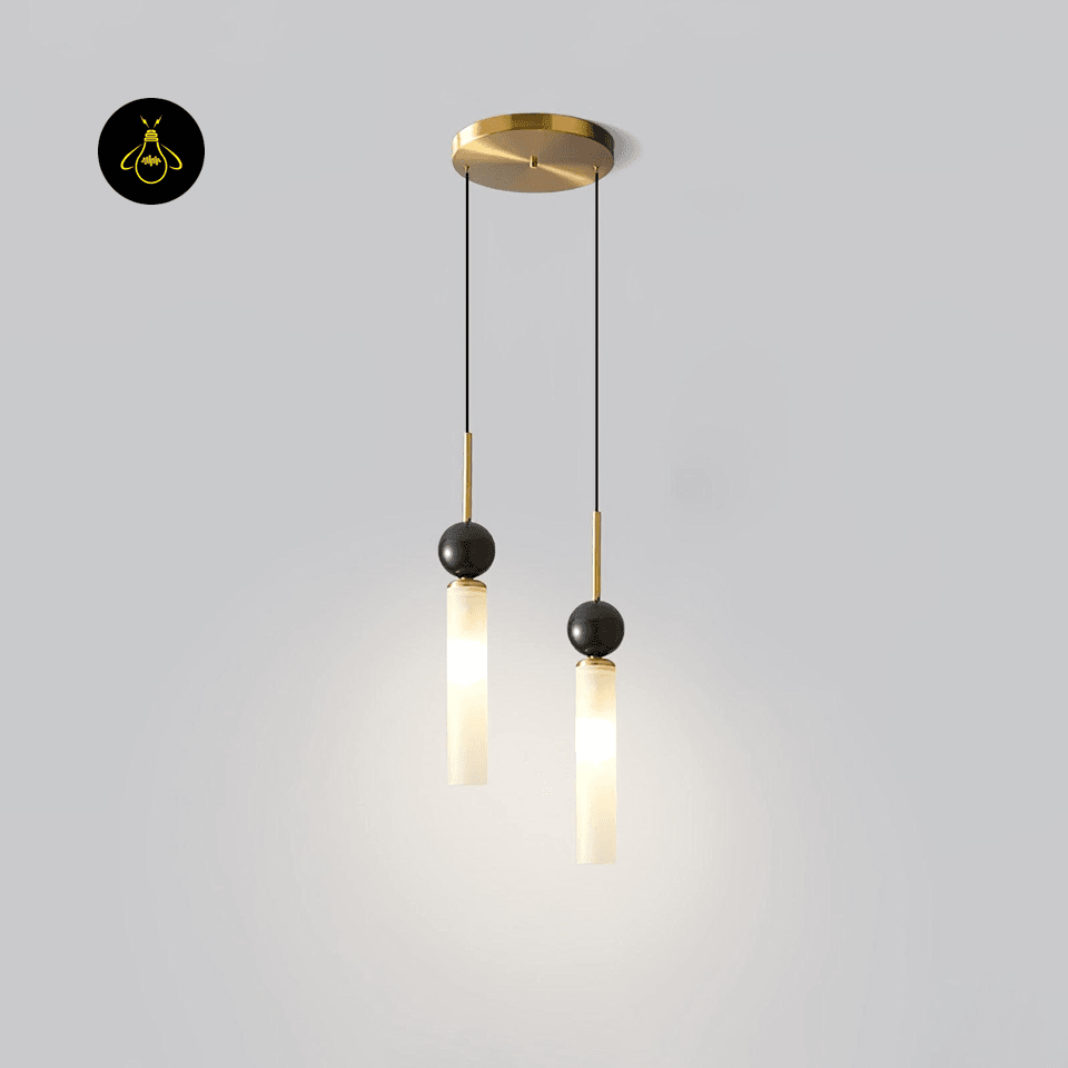 Jagmag Lights Stone Pendant Light | Modern Brass & Marble Design | G9 | Made in India - Fancy and Decorative lights - Brand name jagmag lights