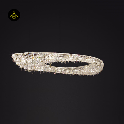 Jagmag Lights Modern Round Crystal Chandelier with Chrome Finish, Adjustable Height, for Living Room or Dining Room