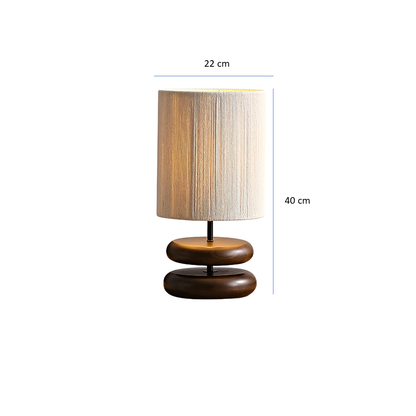 Jagmag Wabi Sabi Wooden Table Lamp - Handcrafted with Hemp Rope Shade, 22cm Diameter, for Unique Interiors