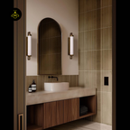 Satin Brass Mirror Wall Light with Opal Glass Shade | Jagmag Lights