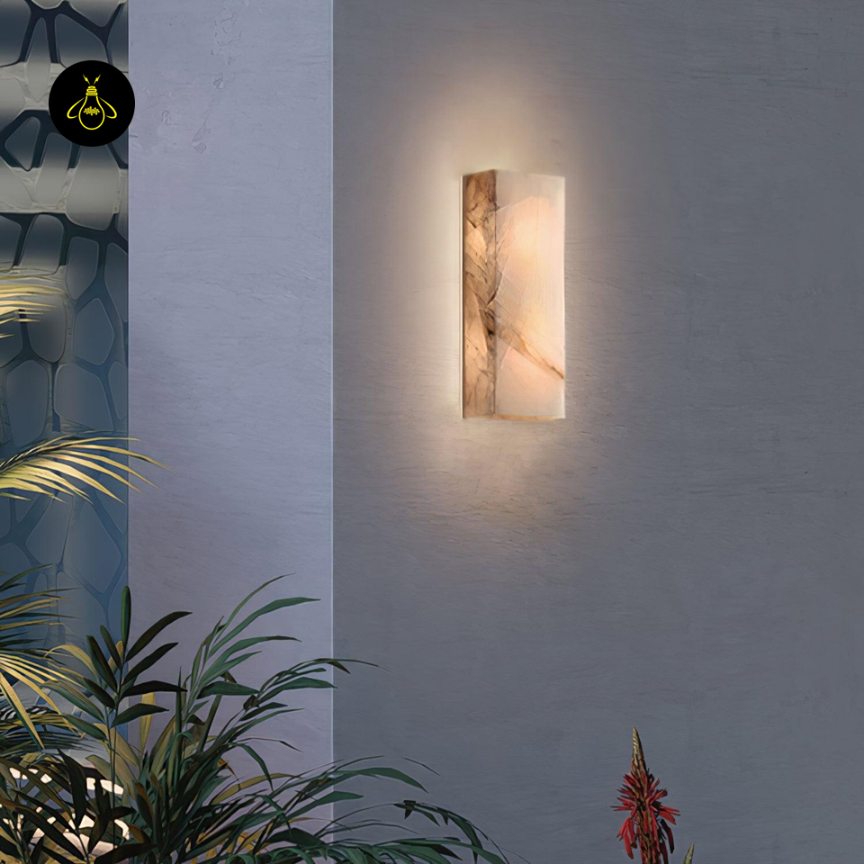 Jagmag Rectangular Alabaster Wall Sconce, 25.6" Indoor/Outdoor LED Light