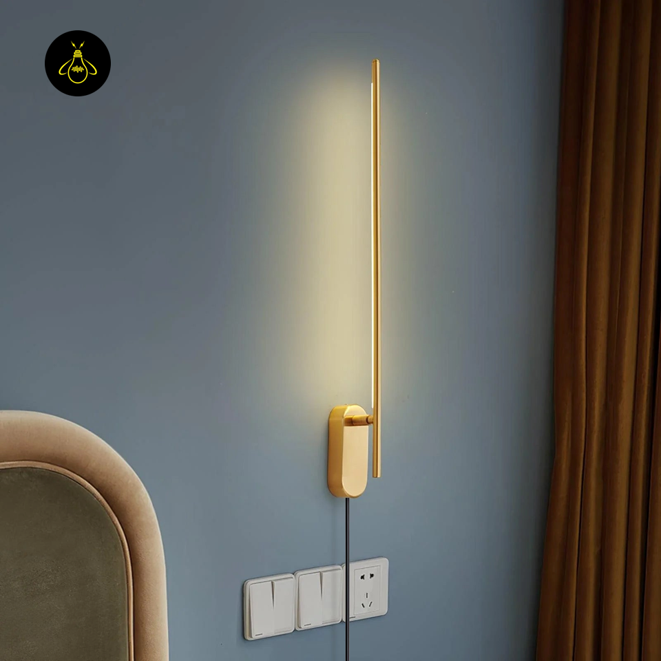 Jagmag Modern Wall Sconce with Brass Finish and Integrated LED, 23.6" High, for Living Room or Bedroom