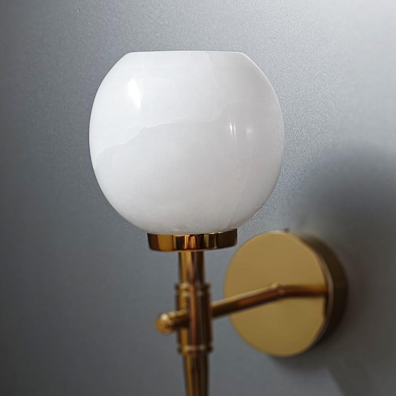 Luxury gold wall sconce with Alabaster marble shade