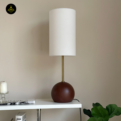 Jagmag Orbis Wooden Table Lamp - Fabric Shade, 20cm Sphere, for Cozy Interiors