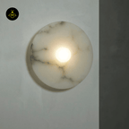 Jagmag Lights Alba Alabaster Wall Lamp with Halo Effect, 35cm Diameter, for Indoor Spaces - Fancy and Decorative lights - Brand name jagmag lights