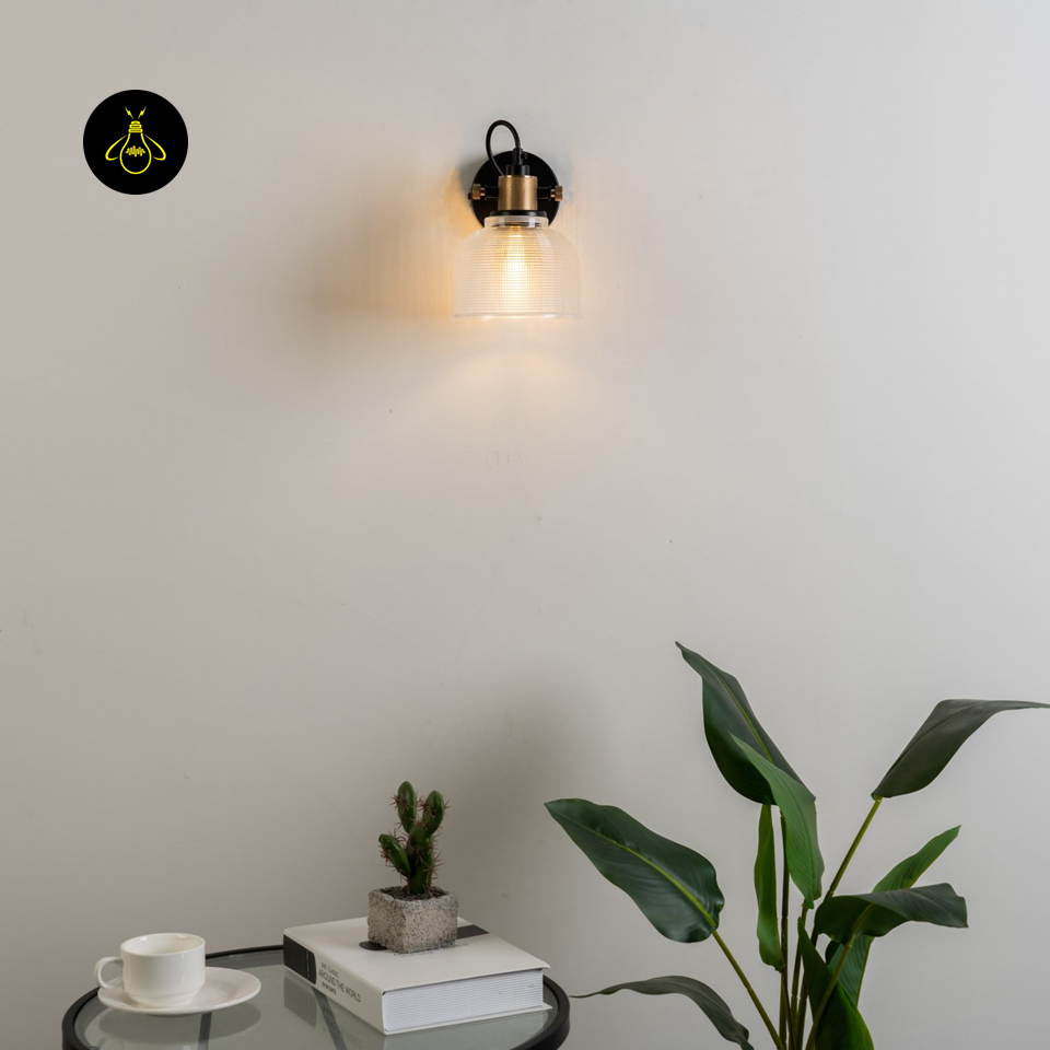 Textured Amber Glass Bell Wall Light – Rustic Vintage | Glass Wall Light for Dining & Hallway | Jagmag Lights