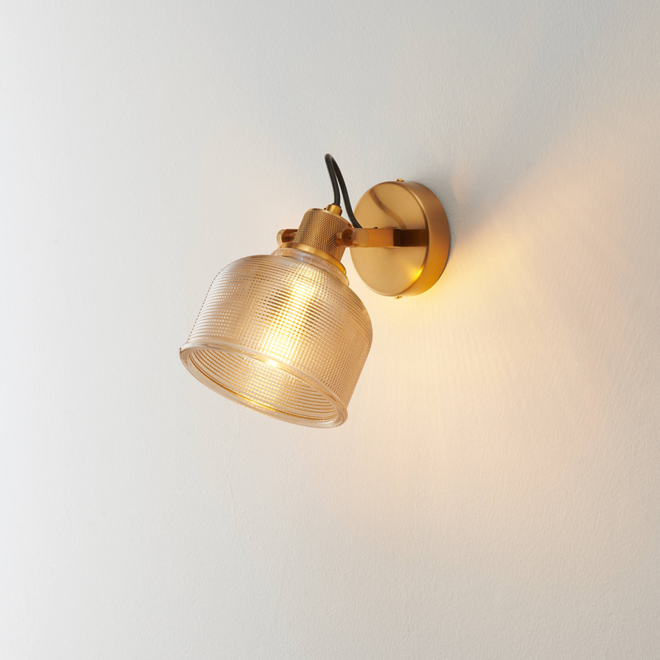 Textured Amber Glass Bell Wall Light – Rustic Vintage | Glass Wall Light for Dining & Hallway | Jagmag Lights