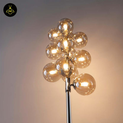 Amber Glass Floor Lamp – Chrome Frame | Amber Glass Floor Lamp for Living Room | Jagmag Lights