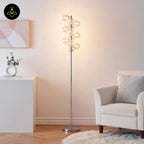 Amber Glass Floor Lamp – Chrome Frame | Amber Glass Floor Lamp for Living Room | Jagmag Lights