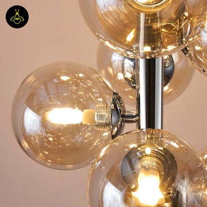 Amber Glass Floor Lamp – Chrome Frame | Amber Glass Floor Lamp for Living Room | Jagmag Lights