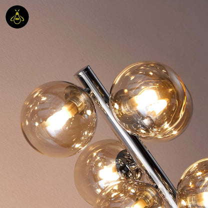 Amber Glass Floor Lamp – Chrome Frame | Amber Glass Floor Lamp for Living Room | Jagmag Lights