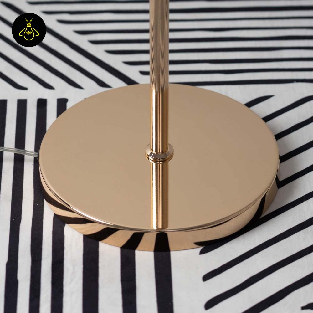 Gilded Stainless Steel Floor Lamp – Amber Glass Spheres | Gilded Floor Lamp for Living Rooms, Bedrooms | Jagmag Lights