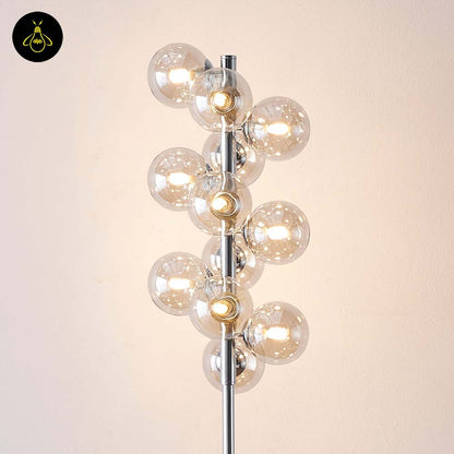 Amber Glass Floor Lamp – Chrome Frame | Amber Glass Floor Lamp for Living Room | Jagmag Lights
