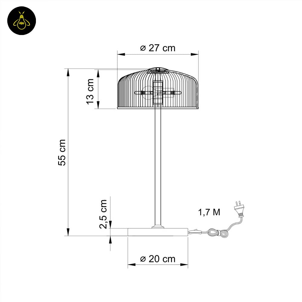 Brass and Ribbed Amber Glass Table Lamp – Vintage Design | Vintage Table Lamp for Living Room, Bedroom | Jagmag Lights