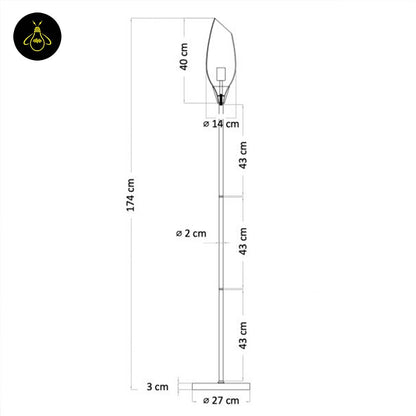 Stainless Steel Floor Lamp – Amber Glass Shade | Large Decorative Light for Living Rooms | Jagmag Lights