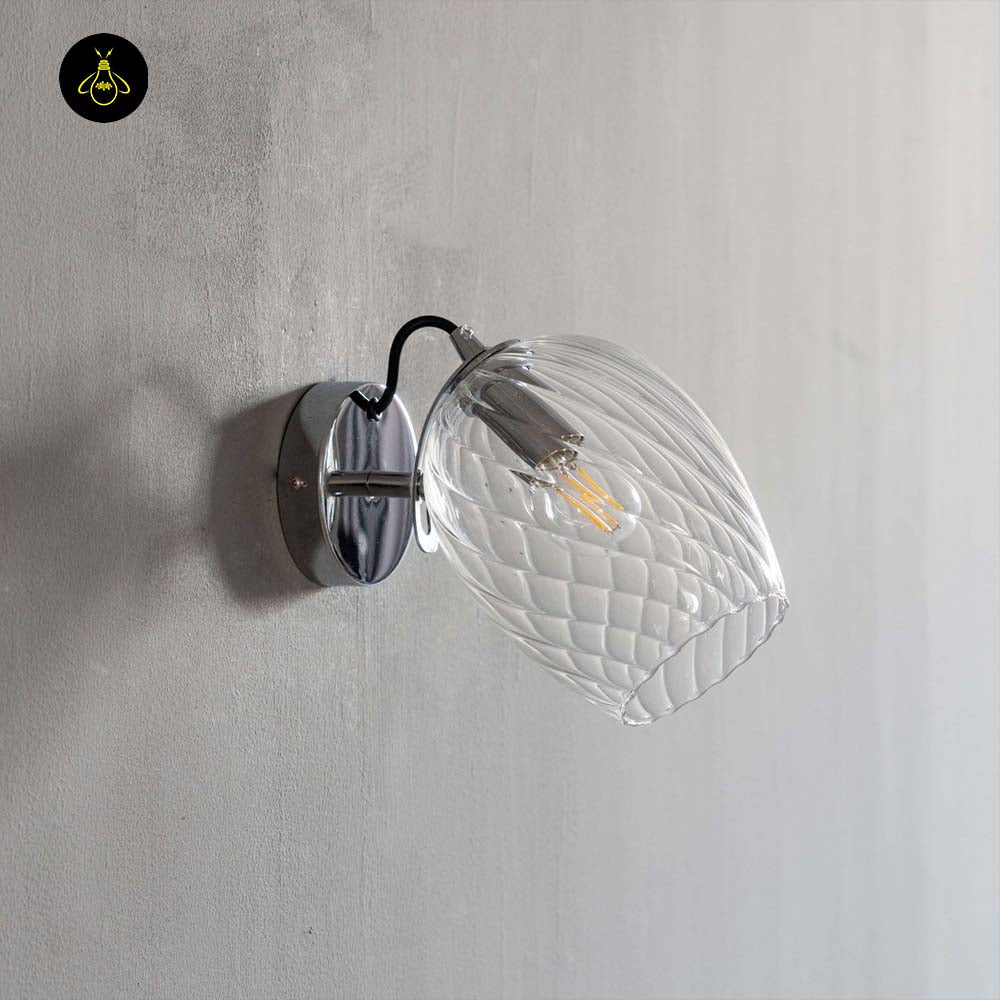 Textured Glass Wall Light – Clear Finish | Decorative Wall Light for Living Rooms, Hallways | Jagmag Lights