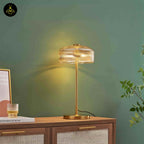 Brass and Ribbed Amber Glass Table Lamp – Vintage Design | Vintage Table Lamp for Living Room, Bedroom | Jagmag Lights