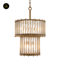 Lantern Tiziano Double – Antique Brass & Clear Glass | Luxury Chandelier for Living & Dining