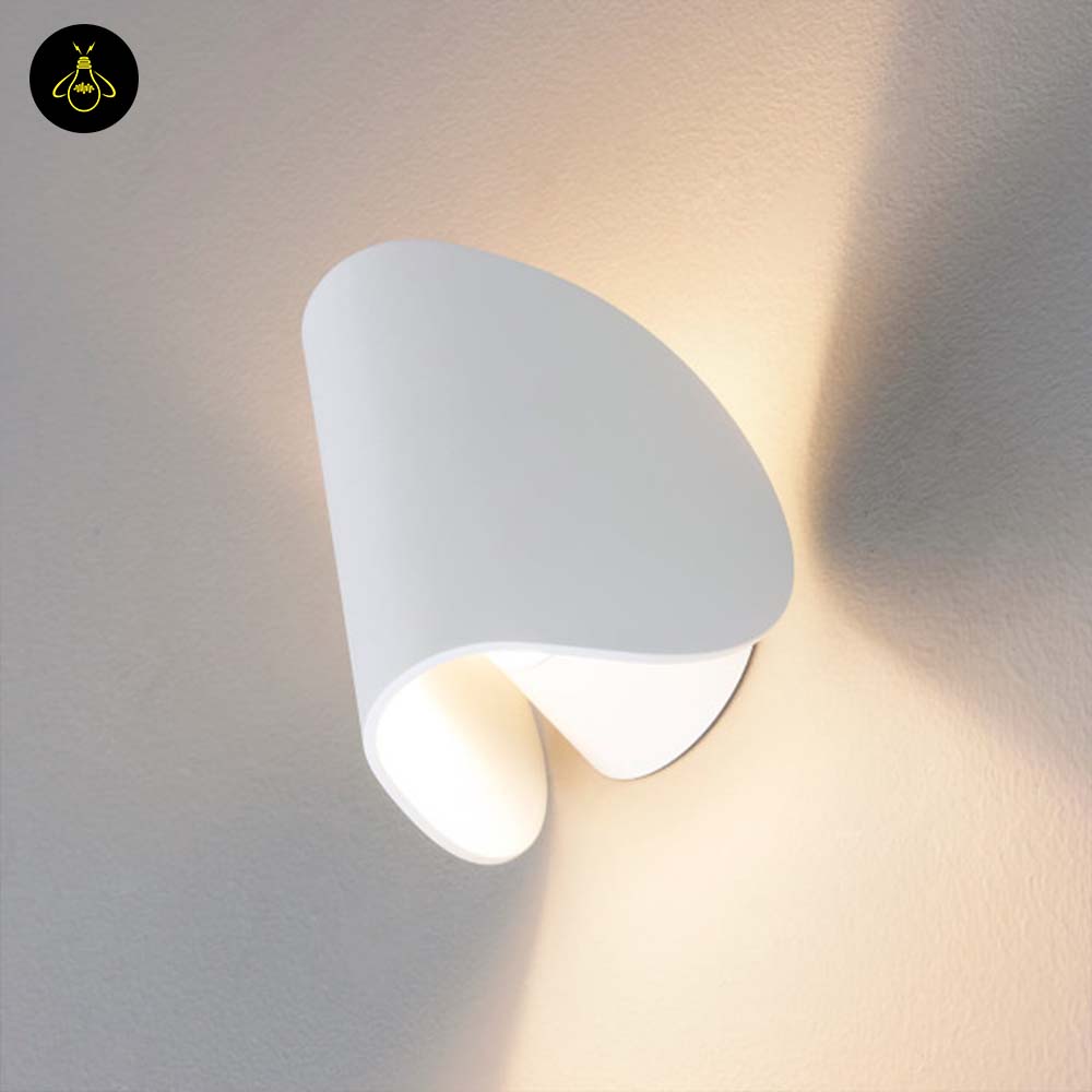 White Aluminum LED Wall Light – Spiral Ribbon IP54 | Wall Lighting for Living Room, Hallways | Jagmag Lights