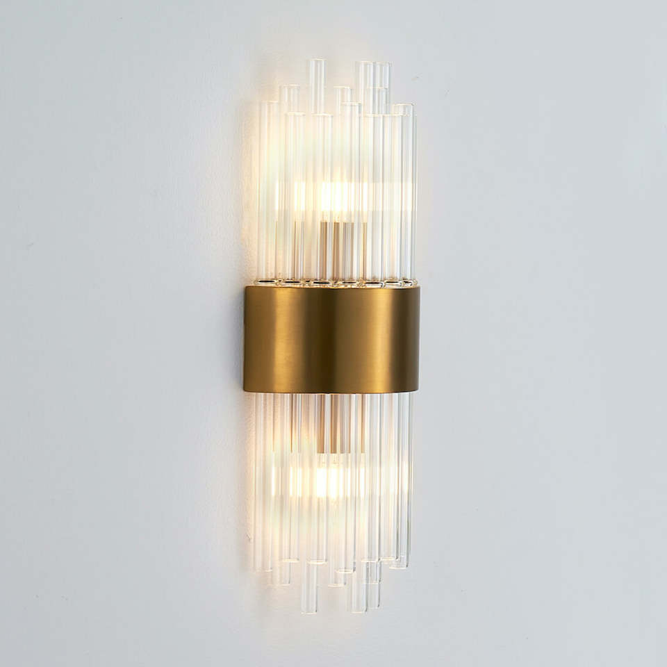Gold-Plated Art Deco Glass Wall Lamp – Almeria Sconce | crystal glass wall light for Living & Hallway | Jagmag Lights