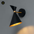 Stainless Steel Black Gold Wall Light – Double Cone Design | Lighting for Living Rooms & Bedrooms | Jagmag Lights
